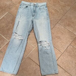 SLVRLAKE Light Blue Distressed Straight Leg Jeans